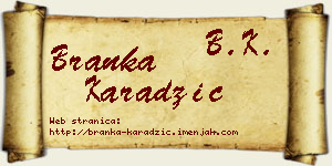 Branka Karadžić vizit kartica